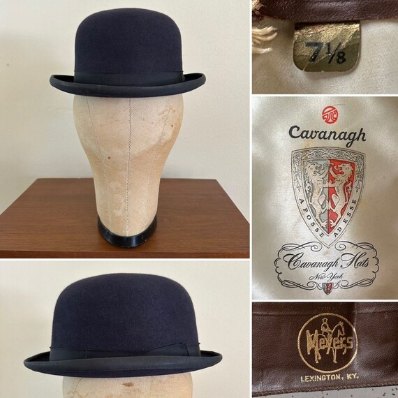 Vintage Cavanagh Of NYC Italian Straw Hat 7 Blue Striped