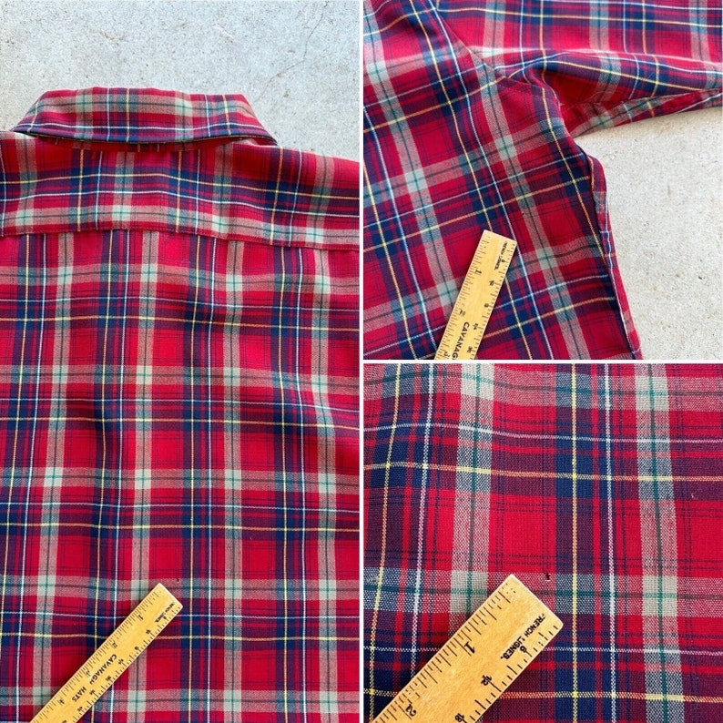 70s Vtg Pendleton sz XL Red Hunting Tartan Plaid Shirt Surf Workwear Chore Holiday Surf Workwear Chore Utility image 8