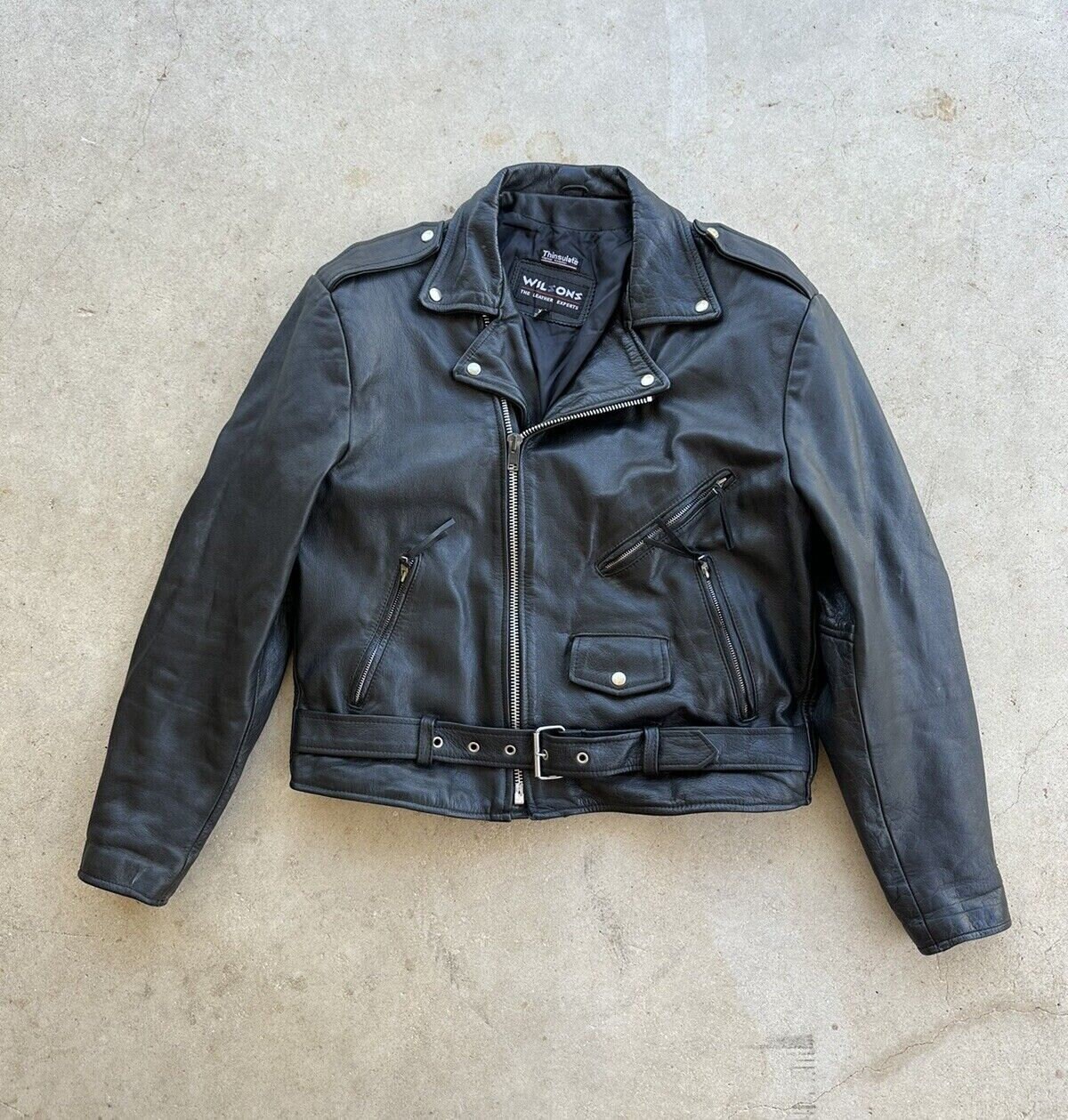 WILSONS the Leather Experts Men's Black Leather Belted WILSONS the Leather Experts Men's Black Leather Belted