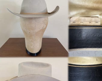 80s Stetson 7x Beaver Rancher 7 1/8 Hat Mist Grey Western Cowboy