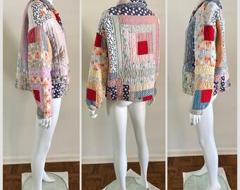 1980s Patchwork Quilt Jacket: KAS Original Feed Sack Coat