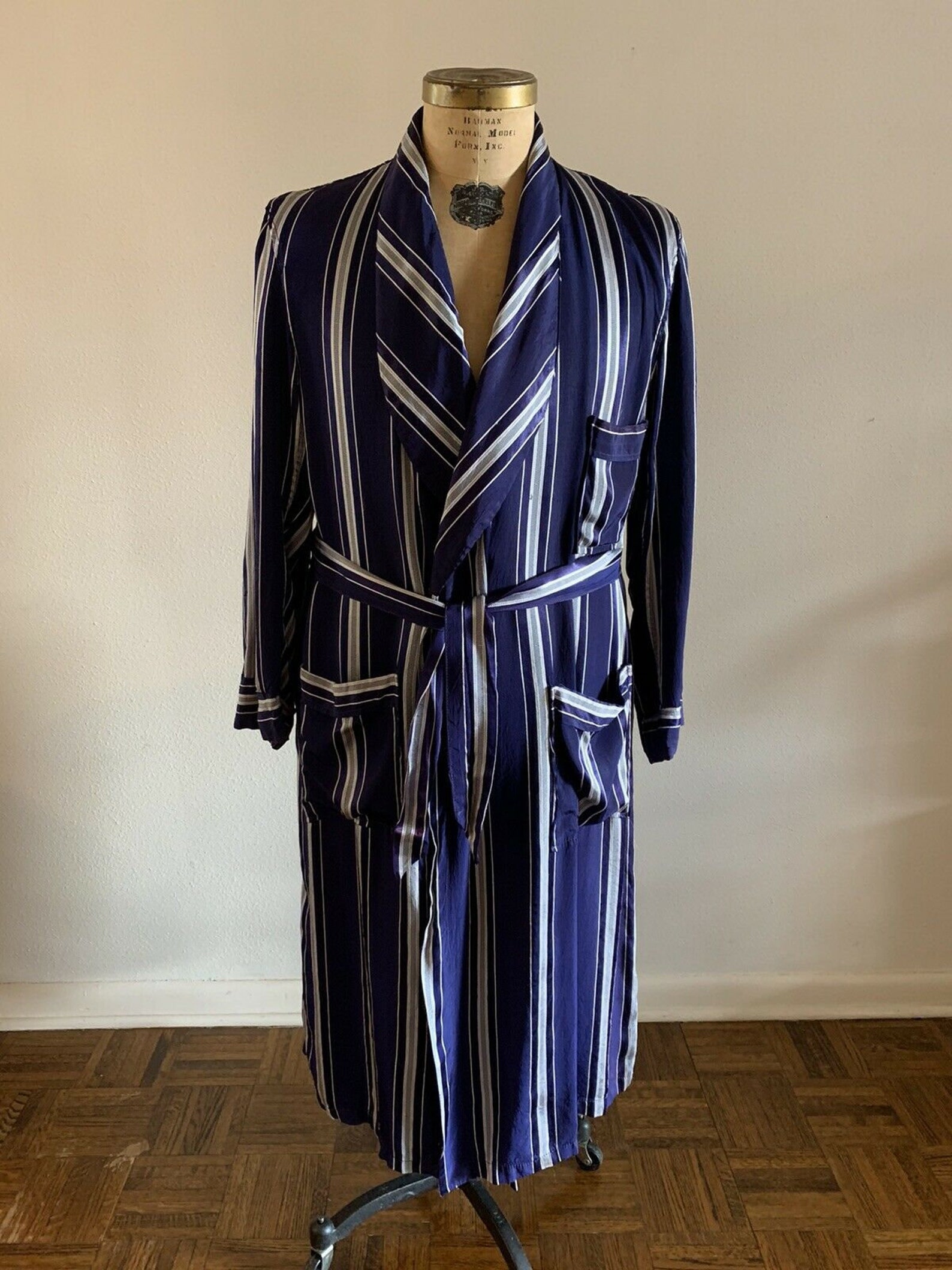 60s elite Lounging Robe Heavy Striped Dressing Etsy