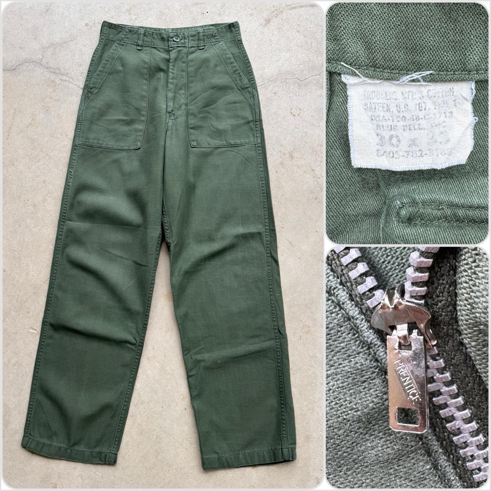 1960s US Army OG 107 Sateen Utility Pants - Vietnam War Trousers