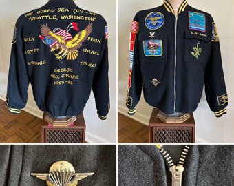 Vintage 1985 US Navy Wool Jacket: USS Coral Sea