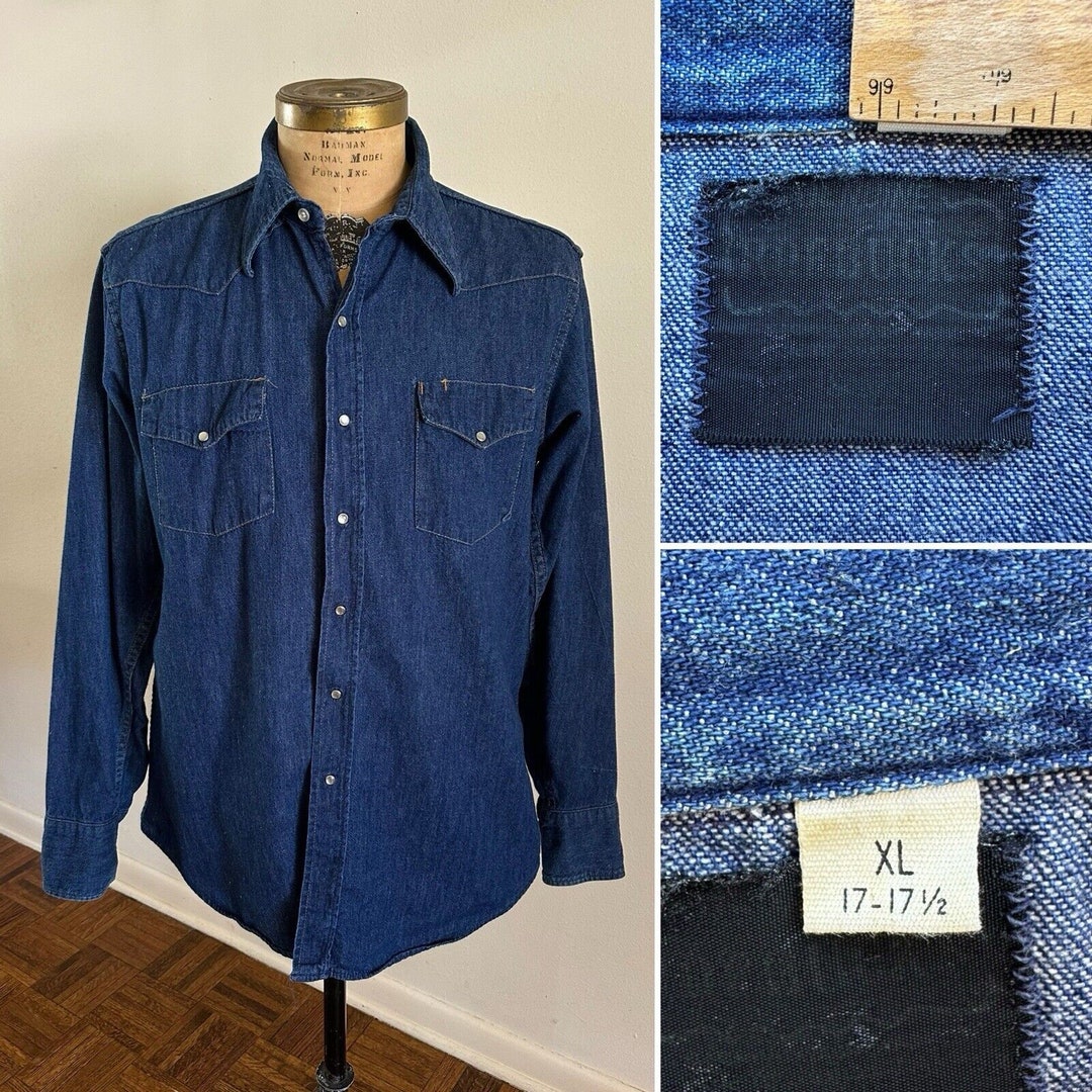 VTG 70s USA SEARS ROEBUCK DENIM TRUCKER RODEO JACKET MOD ROCKABILLY BIKER 36” S