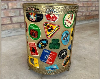 Vintage Trash Can Metal Flip Top - Retro 60s/70s Metal Flip Top