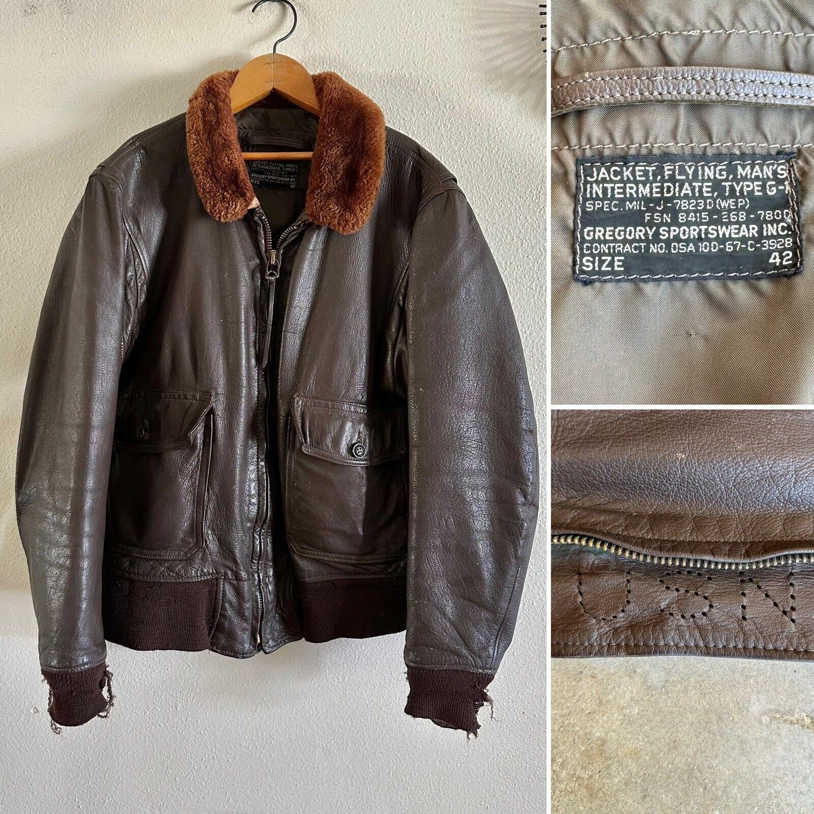 1967 US Navy G-1 Leather Flight Jacket Sz 42 MIL-J-7823D Wep - Etsy