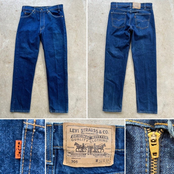 80s Levis Orange Tab 505 Denim Blue Jeans W 33 L … - image 1