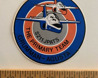 Vintage 80s S-211 US Navy Air Force Airplane Sticker, JPATS Grumman-Gusta