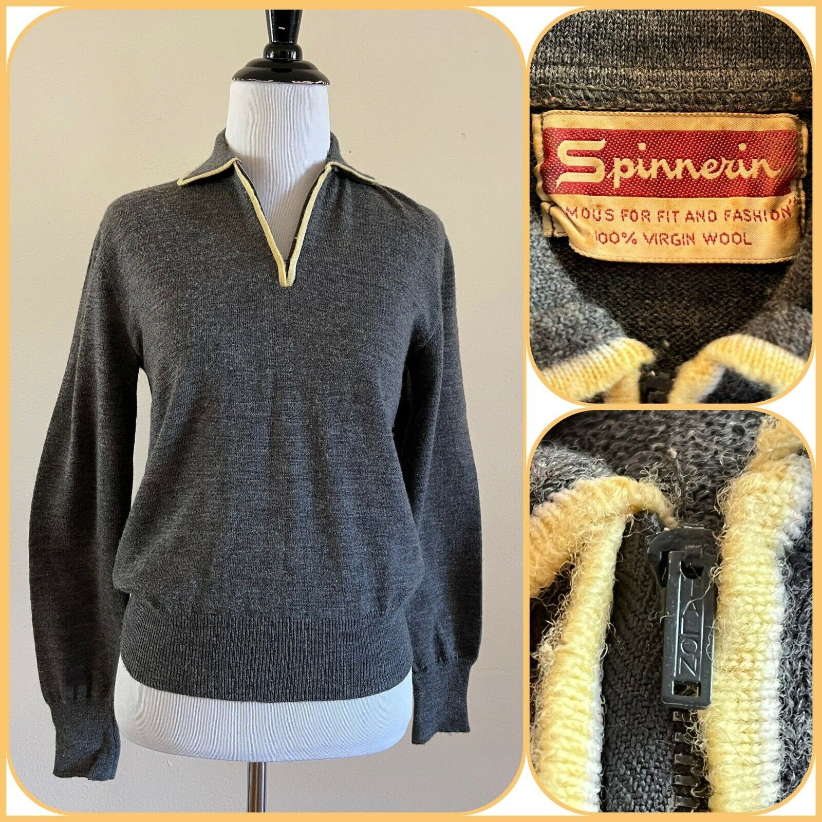 40s SPINNERIN Knit Wool Pullover 
