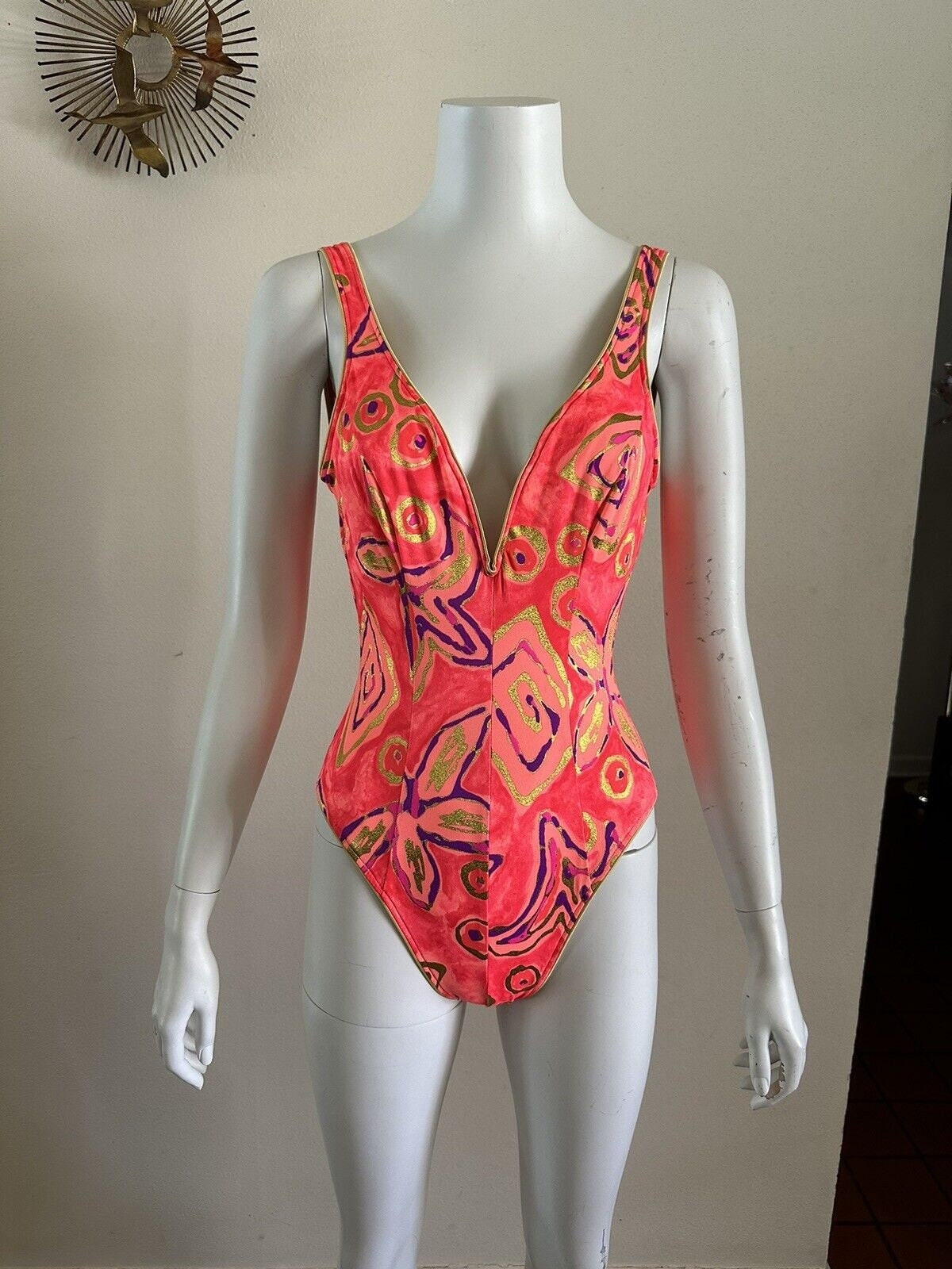 ★orogee★ DESERT ONESHOULDER SWIMSUIT Pevtufa Orange Glitter Print Womens One Piece Swimsuits One