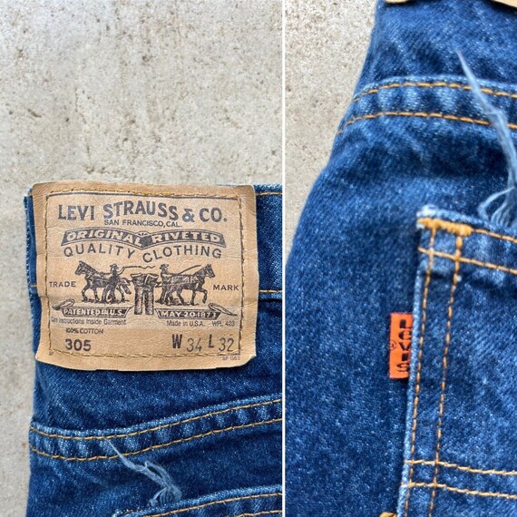 80s Levis Orange Tab 505 Denim Blue Jeans W 33 L … - image 8