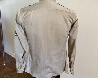 60s 70s Vtg US Army Cotton Khaki Shirt Sz Xs/small Long