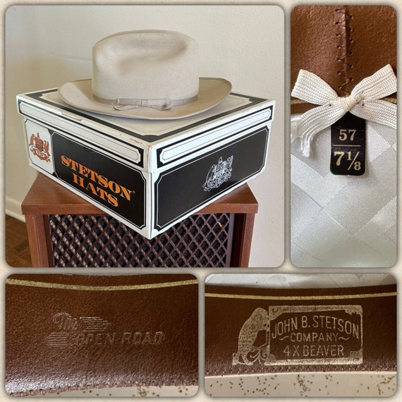 1970s Stetson 4x BEAVER OPEN ROAD 7 1/8 Hat w/ Bo… - image 1