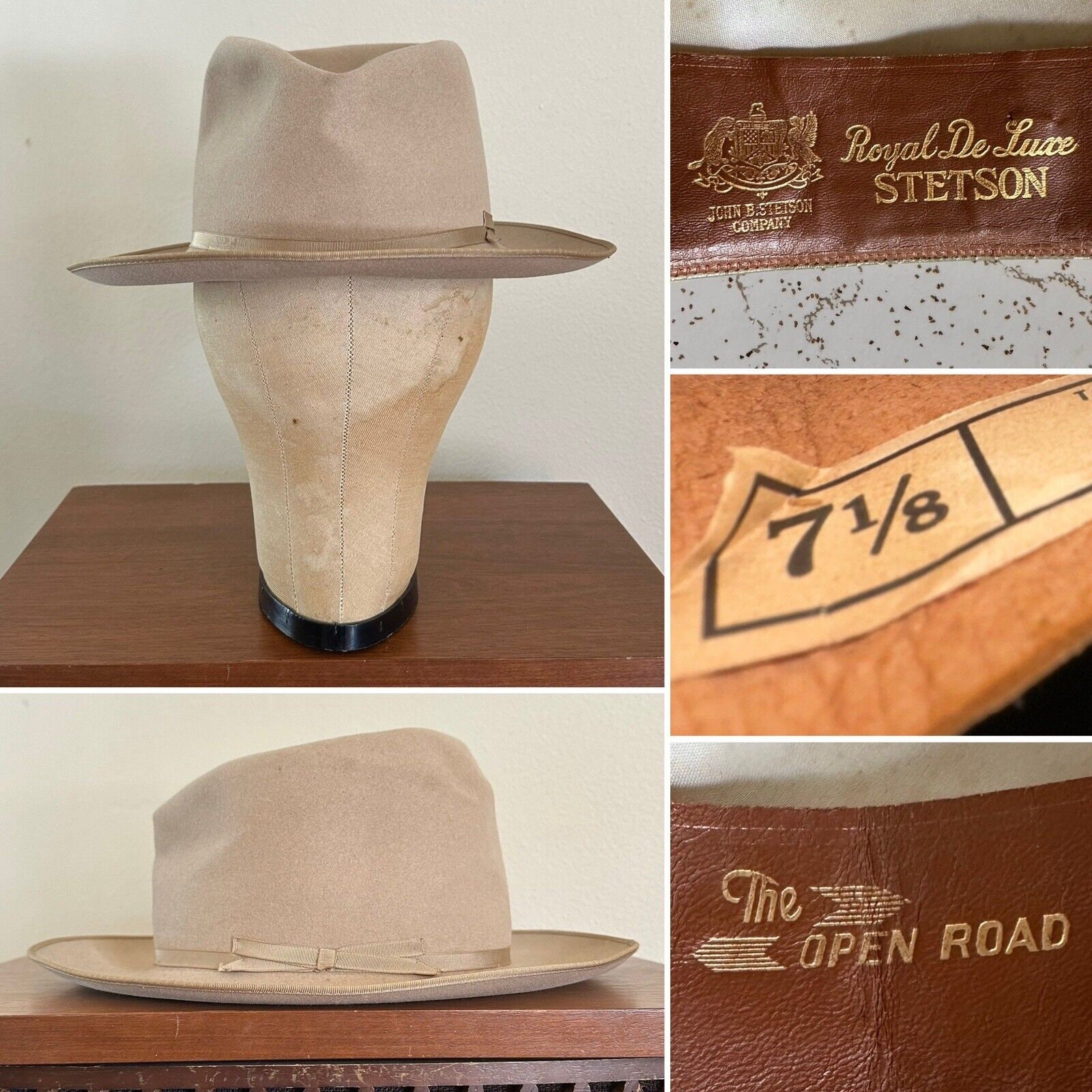 1950s Stetson Royal De Luxe the Open Road 7 1/8 Hat Fedora 1950s Stetson Royal De Luxe the Open Road 7 1/8 Hat Fedora