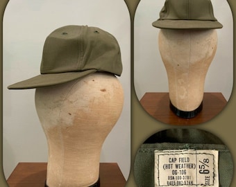 60s 70s OG 106 Cotton Sateen Utility Cap Hat 6 5/8 Military