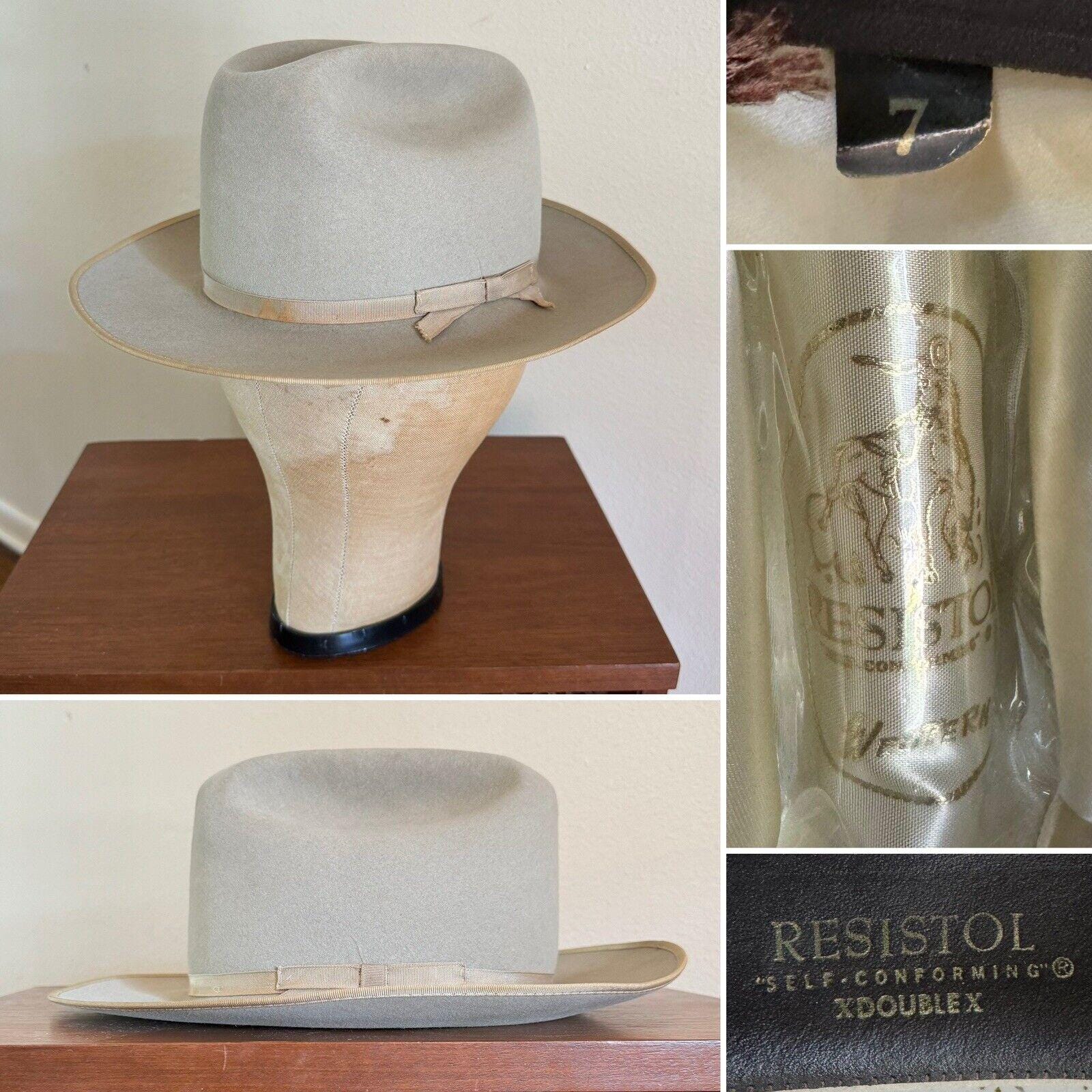 帽子 40s VINTAGE RESISTOL OPEN ROAD 7 1/8 Vintage Great 80s Resistol 4X Beaver Open Road Crystal Size 7 | eBay
