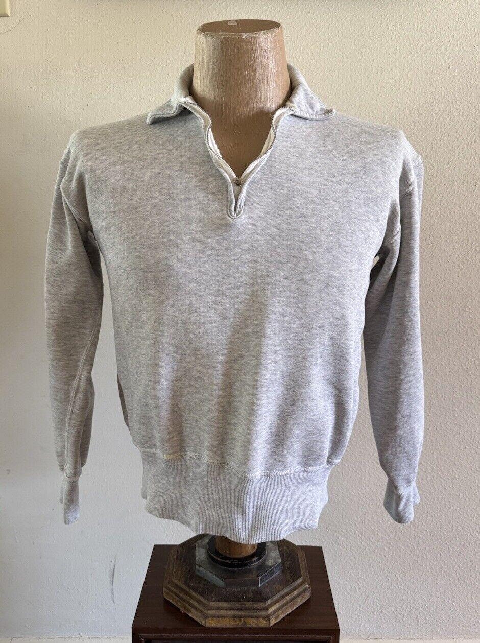 1950s Sears Pilgrim Sportswear 1/4 Zip Heather Gray Pullover 1950s Sears Pilgrim Sportswear 1/4 Zip Heather Gray Pullover