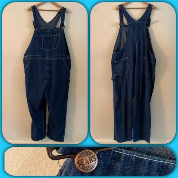 70s Sears Roebuck Denim Bib Overalls Trade Union W