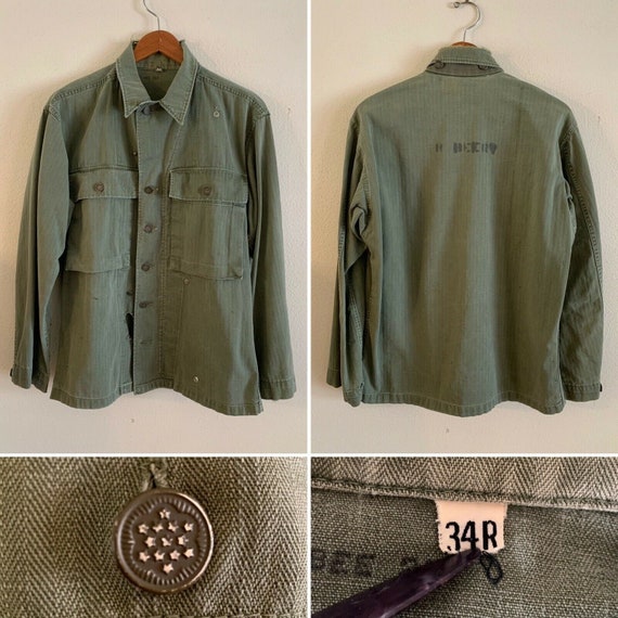 40s Named US Army 13 Star Button OD HBT Shirt Jack