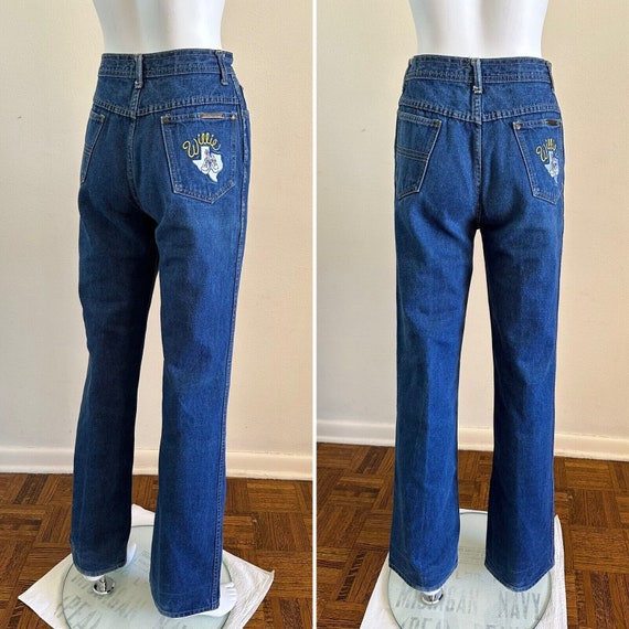 80s WILLIE NELSON Denim Jeans W 26.5 L 32 High Wa… - image 3