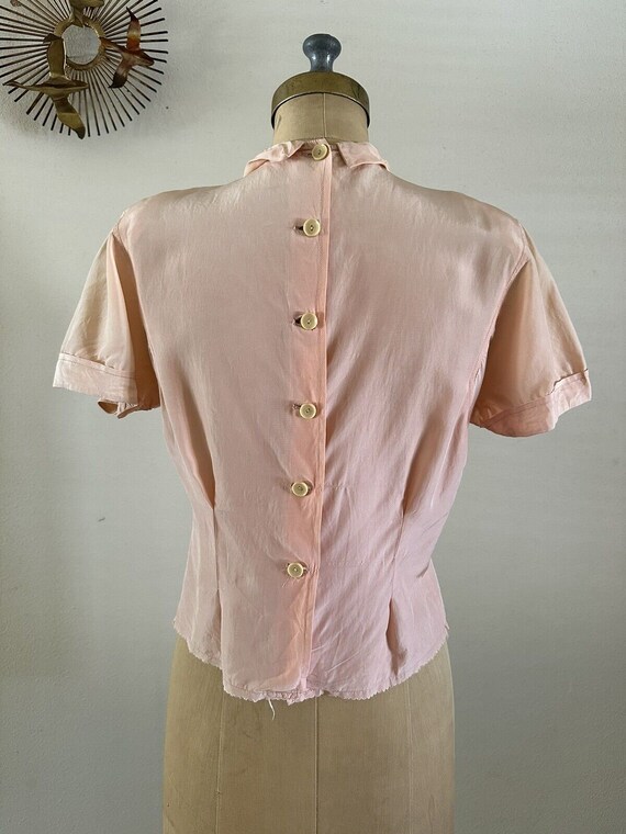 1940s Sidran Sportswear Sunfaded Pink Rayon Back … - image 3