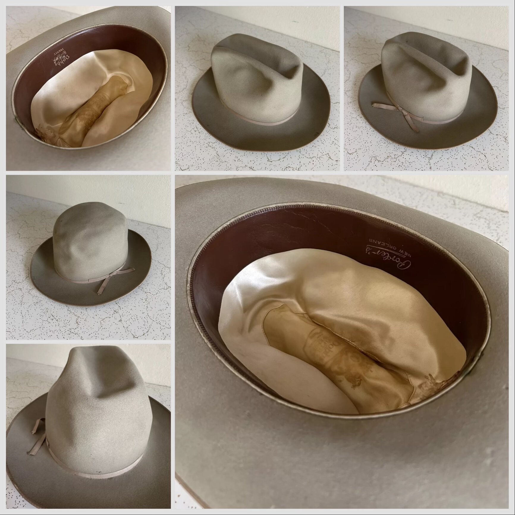 1940s DOBBS TWENTY Fedora 7 1/2 Hat Thin Ribbon Cowboy Open Road