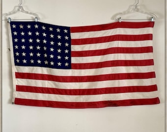 Vintage 1940s American Flag: Extra Large 48 Star Banner (9.5 Ft X
