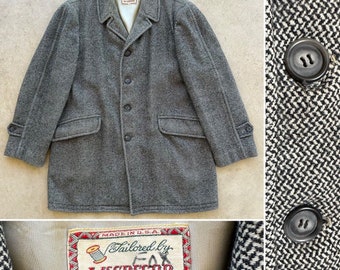 1950s MCGREGOR Overcoat 40 LARGE Winter Coat Jacket Tweed 50s Work Chore Sportswear Western Cowboy Rockabilly Workwear Motorcycle Barn Coat