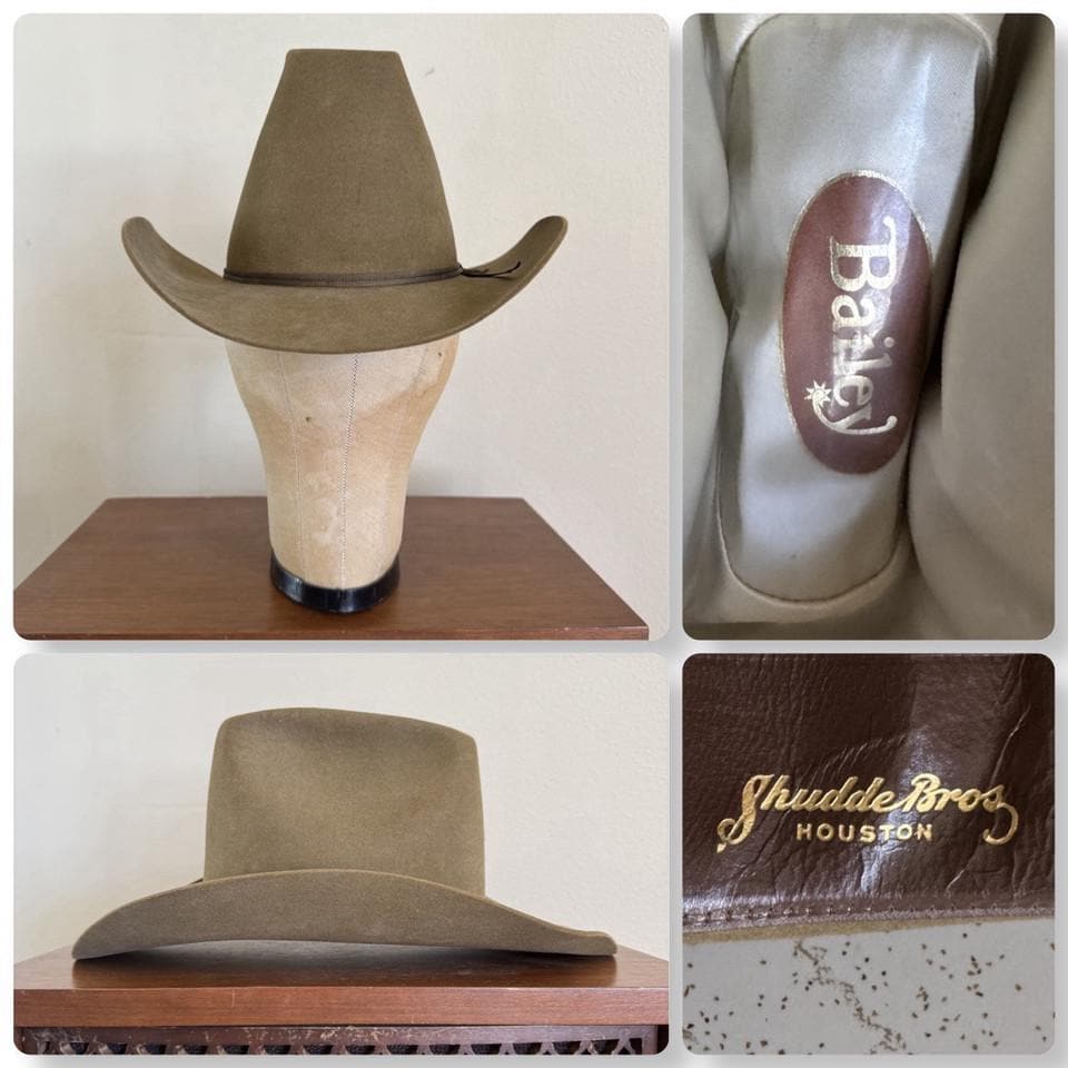 Vintage 1970s Shudde Bros Baileys Cowboy Hat: Tall Crown Rancher