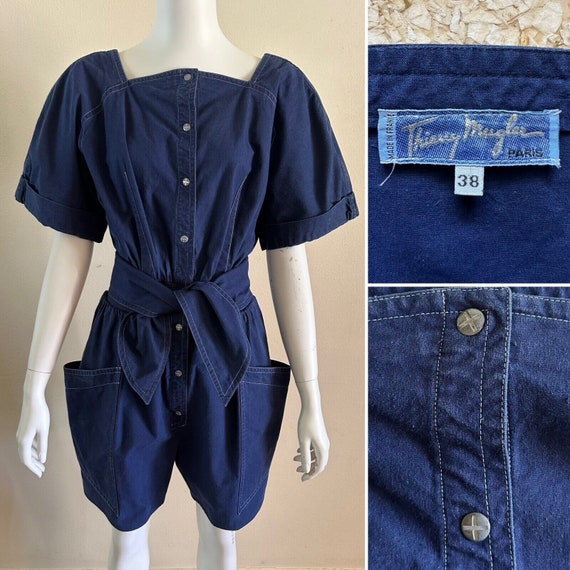 1980s 90s Thierry Mugler Cotton Romper Playsuit J… - image 1