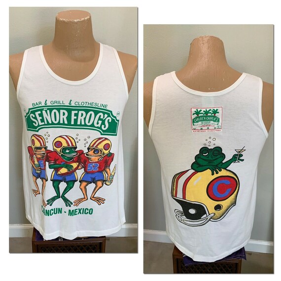 SeÑor Frog S Tank Top Cancun Mexico Shirt Spring Break Beach Surf Beer Football Vintage 80s Hawaiian Aloha Surfer Cabana