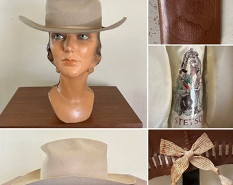 80s Stetson 7x Beaver Rancher 7 1/8 Hat Mist Grey Western Cowboy