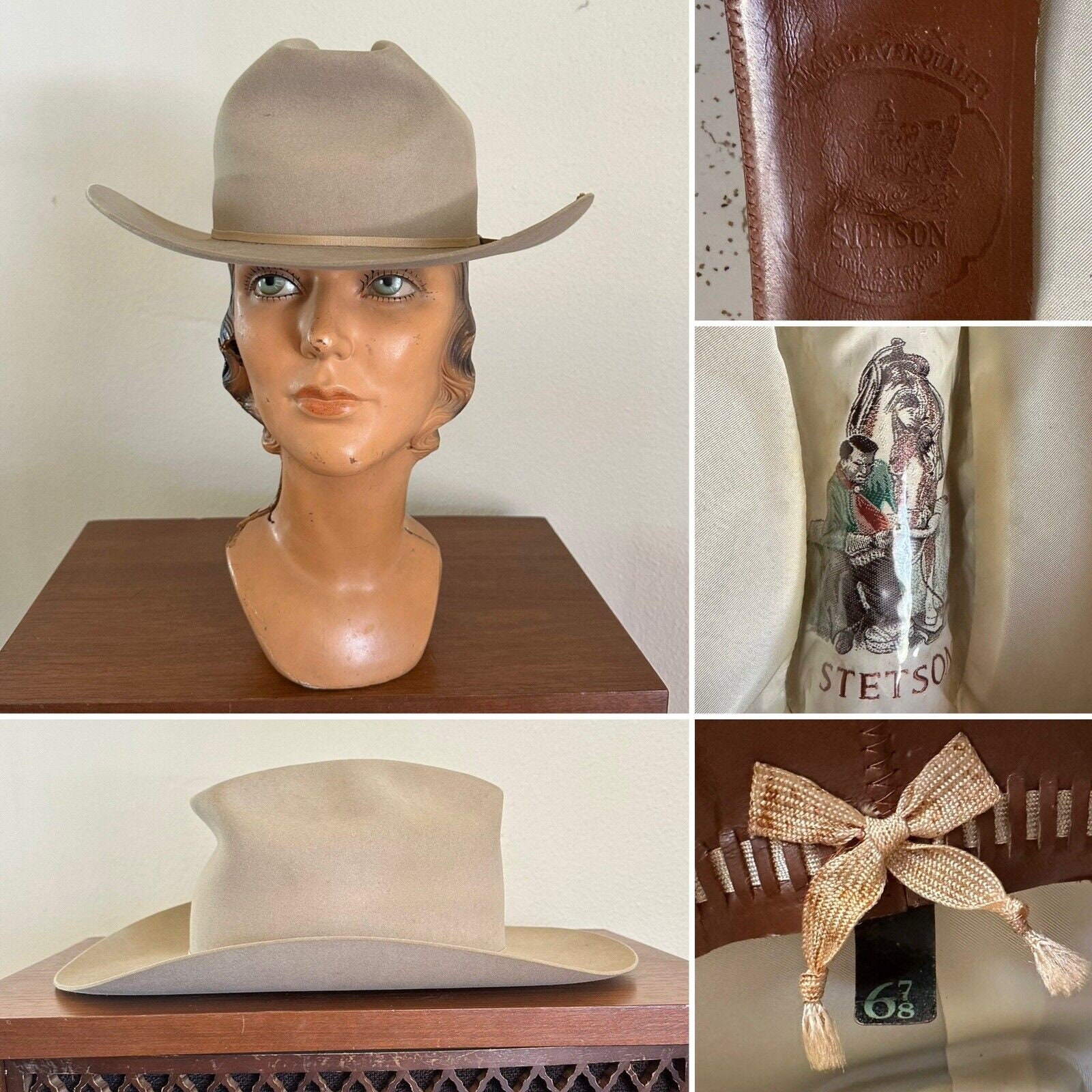Vintage 1960s Stetson 7X Clear Beaver Cowboy Hat: Silverbelly