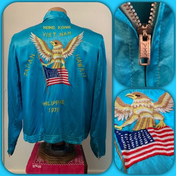 1970s Embroidered Satin Souvenir Tour Jacket: Vie… - image 2