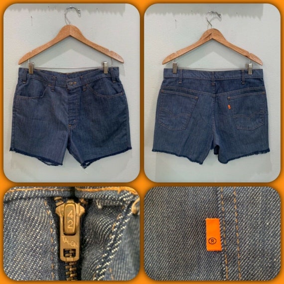 orange jean shorts