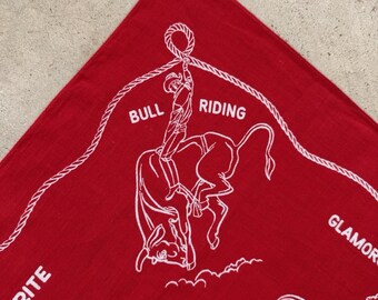 1950s Red HD Lee Riders Rodeo 100% Cotton BANDANA, Cowboy Western