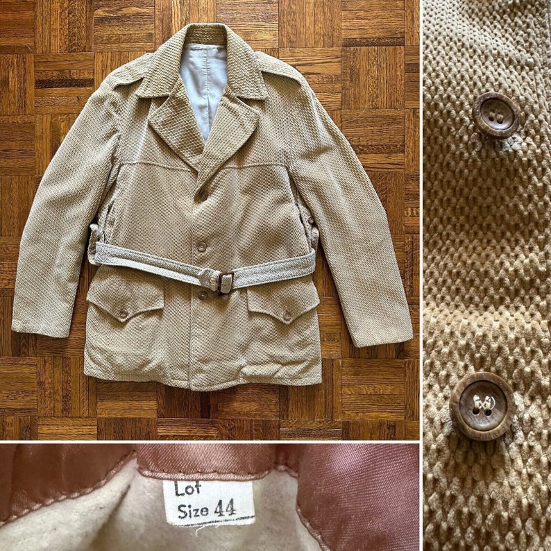 1970s Vtg Western Belted Textured Leisure Jacket Coat sz 44 USA Large Cowboy Work Chore Sportswear Western Workwear Motorcycle Barn Coat image 1