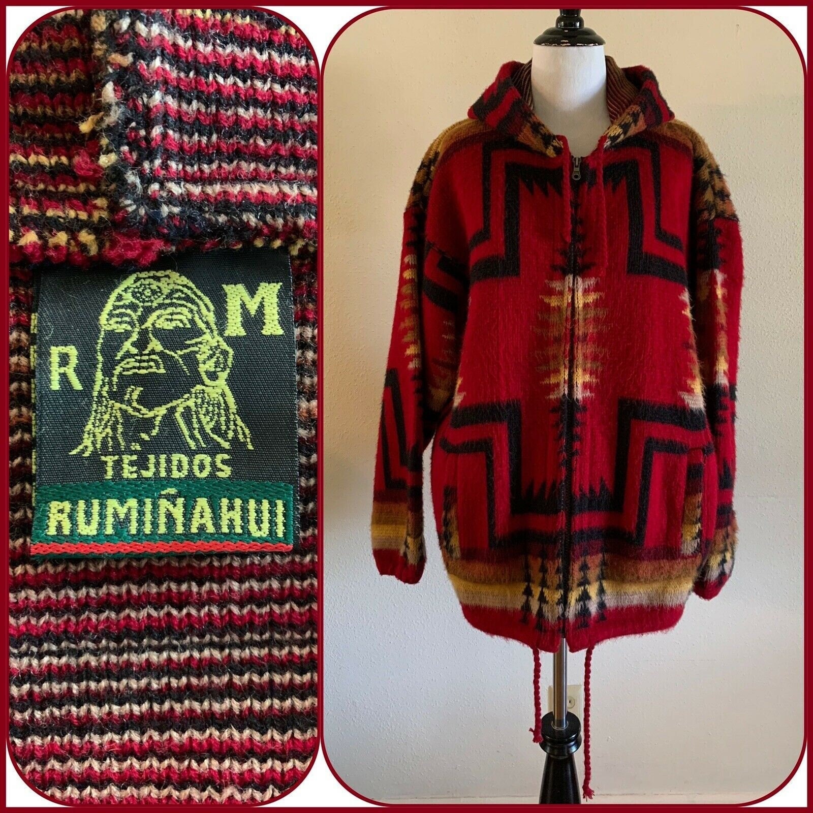 VTG Tejidos Ruminahui Zip SWEATER JACKET Aztec Blanket Barn - Etsy ...