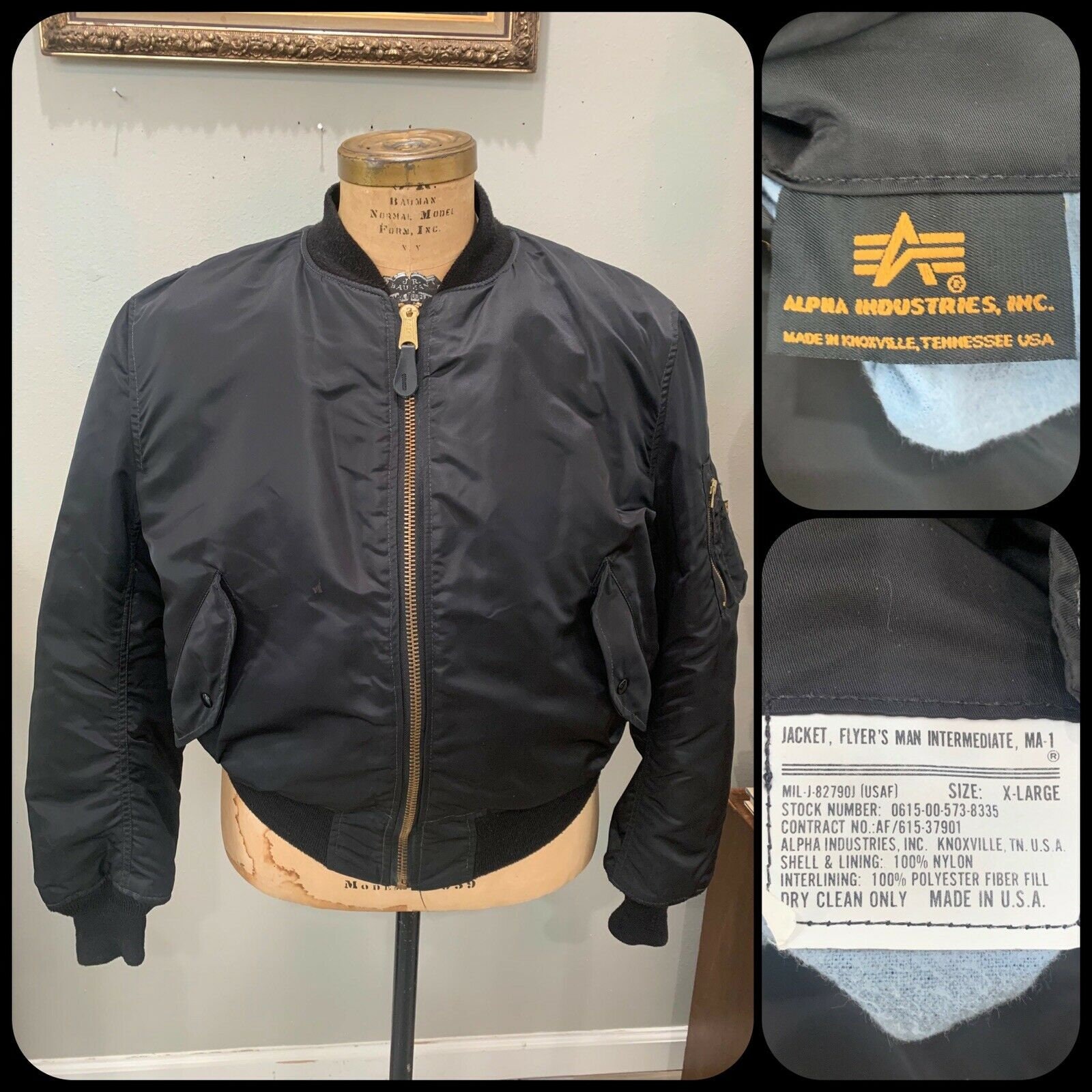 ALPHA INDUSTRIES MA-1 Flyers Man Intermediate Jacket Black Nylon