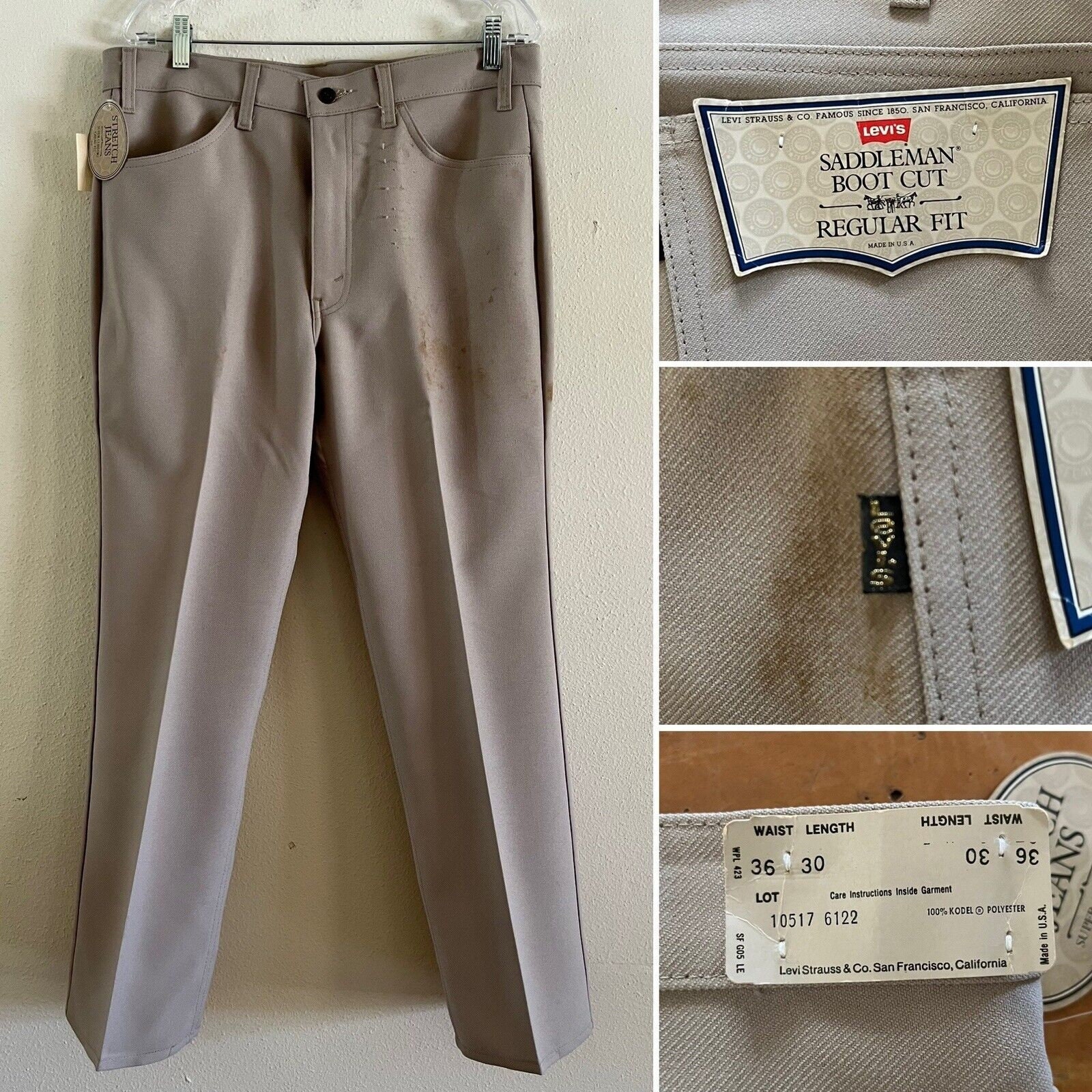 NOS Vtg 70s LEVIS 517 W 36 L 30 Polyester Pants DISTRESSED - Etsy Singapore