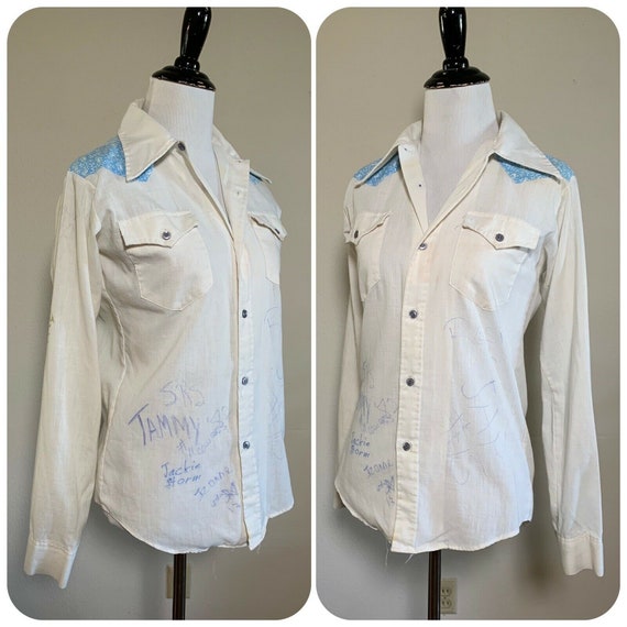 70s SEARS Put-On Shop AUTOGRAPH SHIRT Western Nov… - image 5