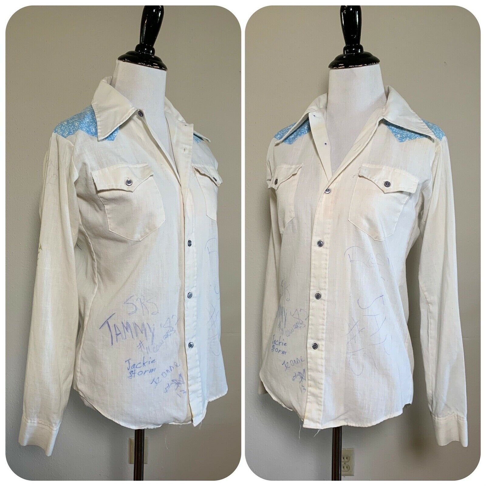 70s SEARS Put-on Shop AUTOGRAPH SHIRT Western Novelty