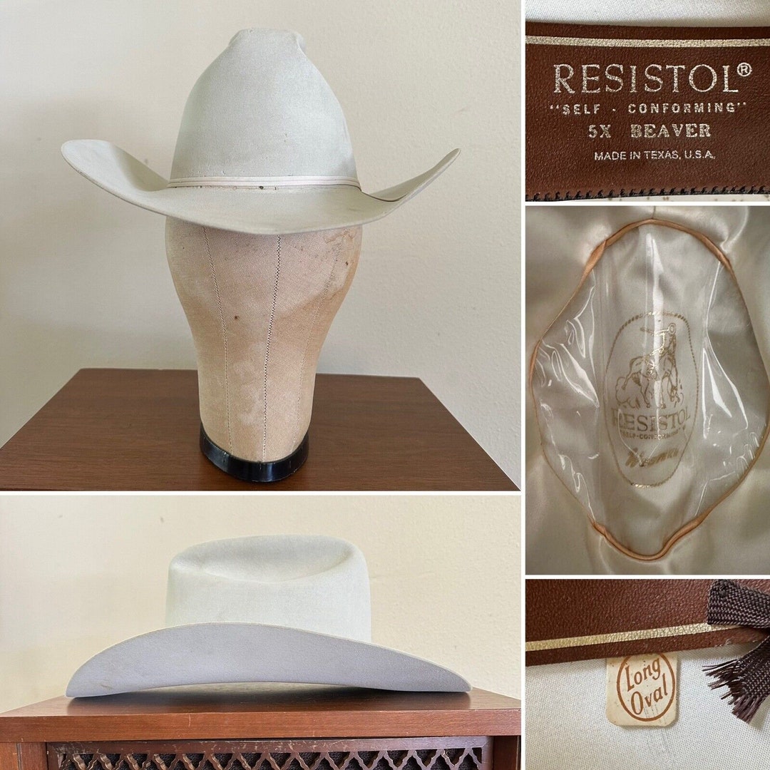 RESISTOL 5 STAR BEAVER ウエスタンハット vintage 1970s Resistol Cattleman 5X Beaver Cowboy Hat - Size 7 Long Oval