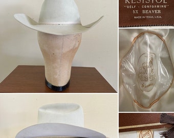 RESISTOL 5X BEAVER カウボーイハット USA製 7 3/8 Resistol 5X Beaver Cowboy Hat. Size 7 - Etsy