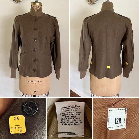 NOS 1940s WwII US Army Women’s WAC Field Jacket L… - image 1