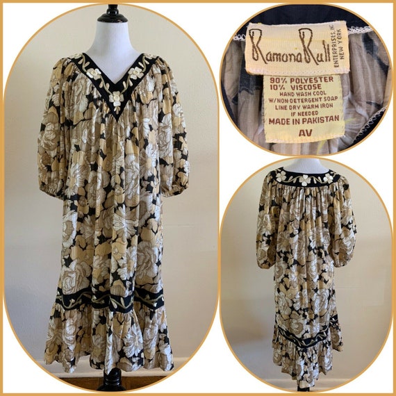 90s RAMONA RULL Dress Metallic MIRRORED Boho Hippi