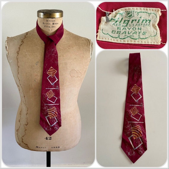 小物 50's Pilgrim CRAVATS Jacquard Art Deco 50's Pilgrim CRAVATS Jacquard Art Deco