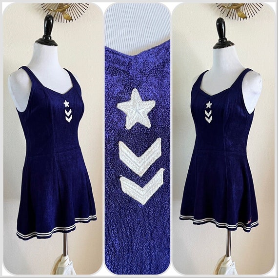 1940s Jantzen Nautical Swimsuit Dress Playsuit Sw… - image 6