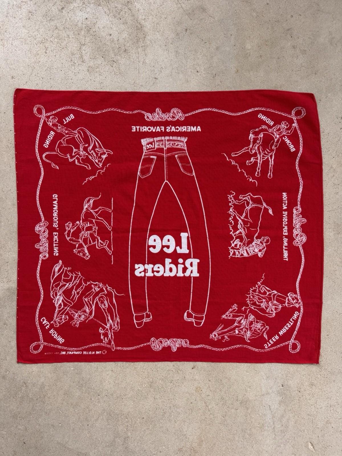 小物 Lee 50s cowboy bandanna 1950s Red HD Lee Riders Rodeo 100% Cotton BANDANA, Cowboy Western